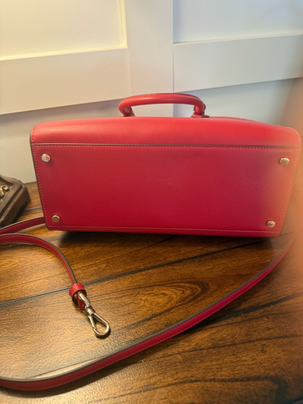 kate spade New York Cherry Red Saffiano Satchel with Gold Accents - Picture 4 of 4